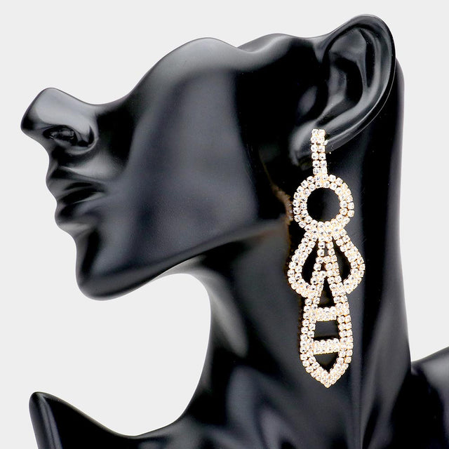 Madeline Love Gold Abstract Rhinestone Evening Earrings