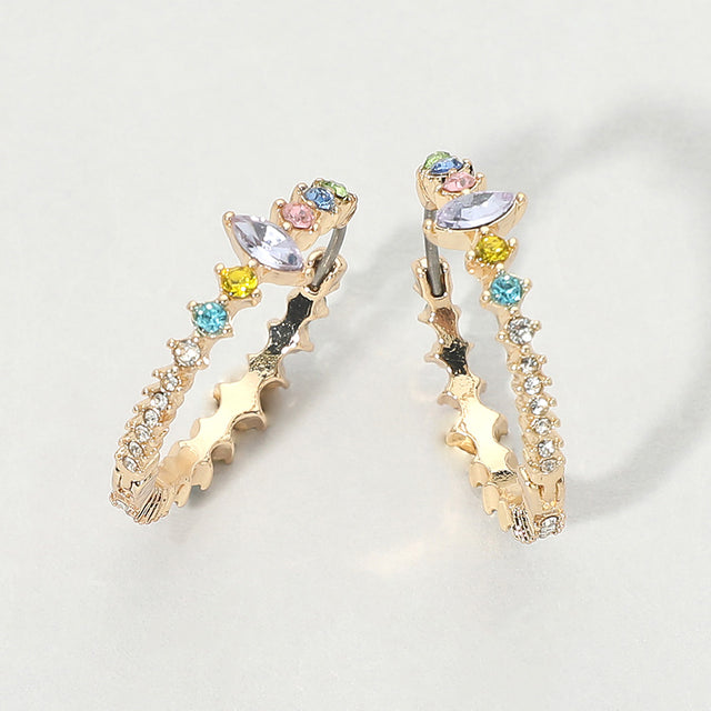Madeline Love Light, Multi Marquise Stone Accent Round Crystal Around Huggie Hoop Earrings
