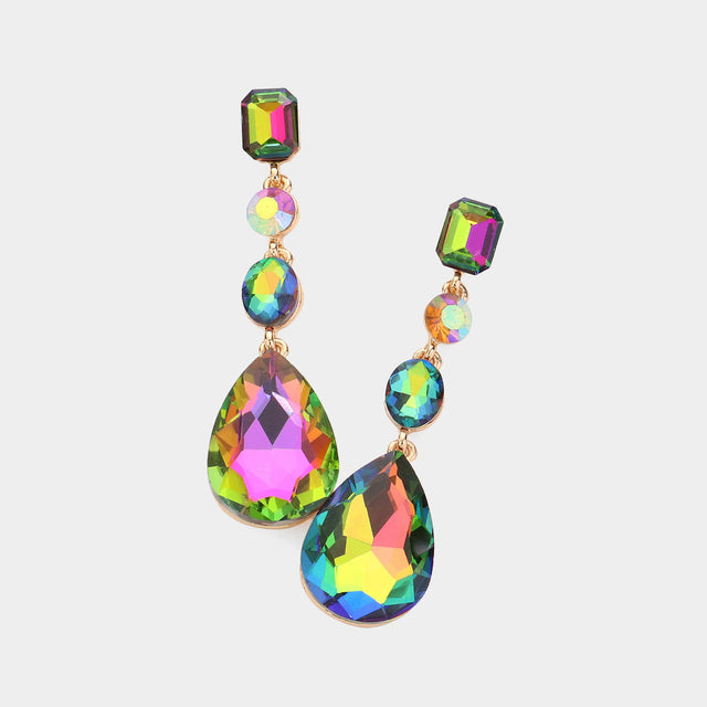 Madeline Love Default Teardrop Crystal Stone Accented Evening Earrings