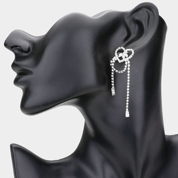 Madeline Love Rhodium Rhinestone Pave Heart Evening Earrings