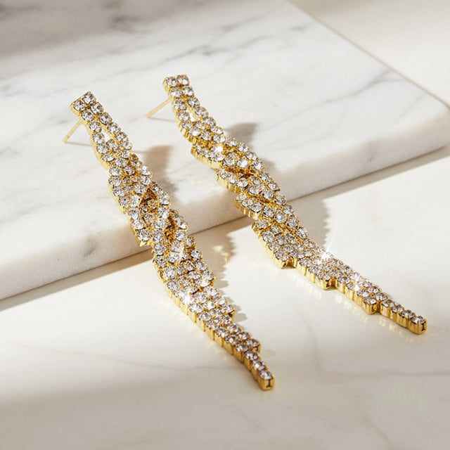 Madeline Love Clear, Gold Rhinestone fringe earrings