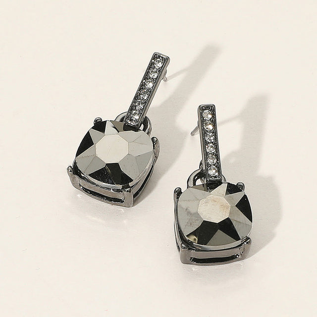 Madeline Love Hematite Cushion Square Stone Dangle Evening Earrings