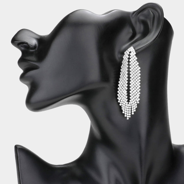 Madeline Love Silver Crystal Rhinestone Evening Earrings