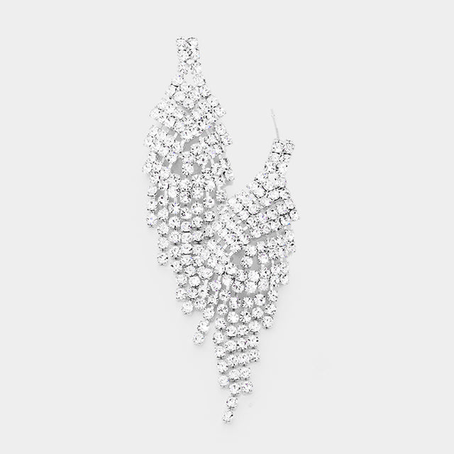 Madeline Love Clear, Silver Rhinestone Pave Evening Earrings