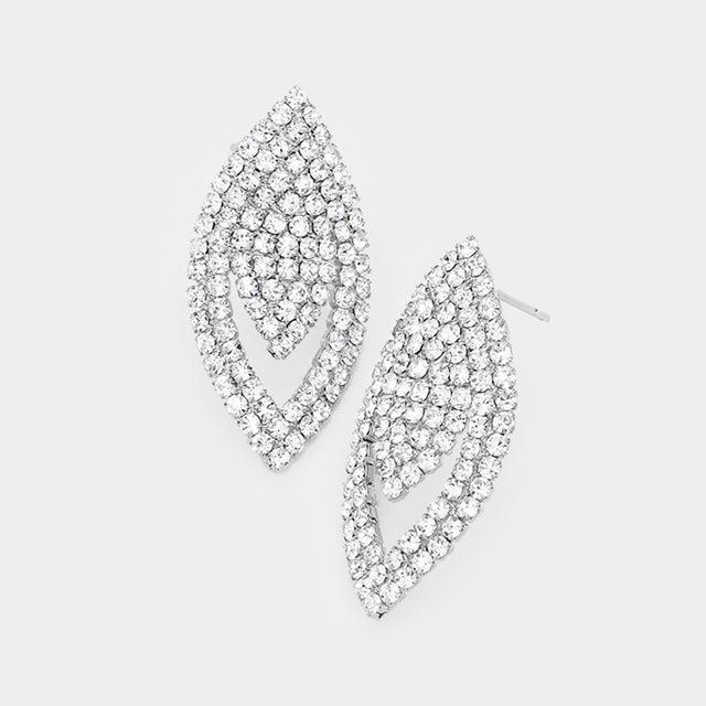 Madeline Love Clear, Silver Rhinestone Pave Evening Earrings