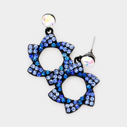 Crystal pinwheel earrings - AB, Black, Sapphire