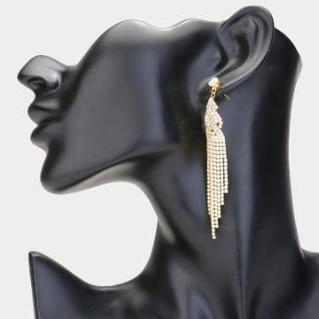 Madeline Love Gold Rhinestone Multi Strand Drop Evening Earrings