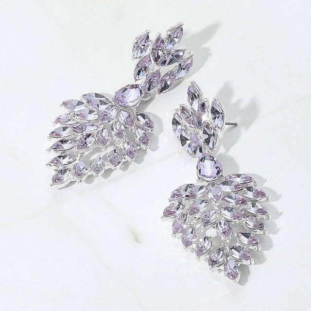 Madeline Love Amethyst , Silver Marques Stone Accented Dangle Evening Earrings