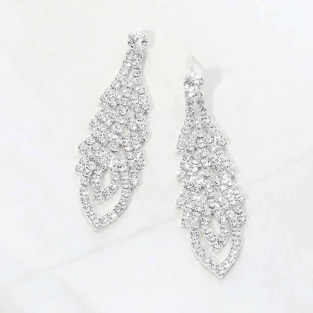 Madeline Love Clear, Silver Cascading Rhinestone Chandelier Drop Evening Earrings