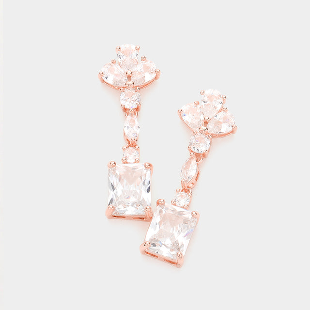 Madeline Love Rose Gold CZ Multi Stone Link Dangle Evening Earrings