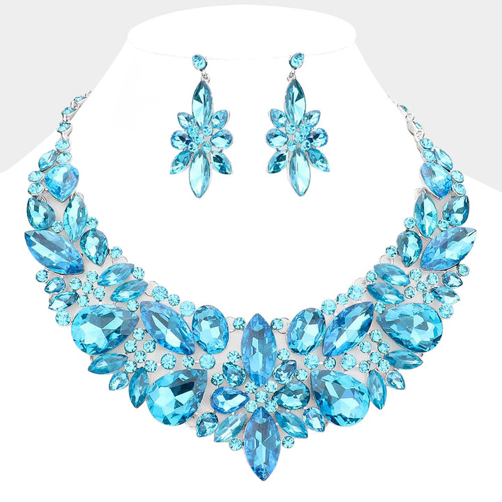 Aqua Multi Stone Evening Necklace