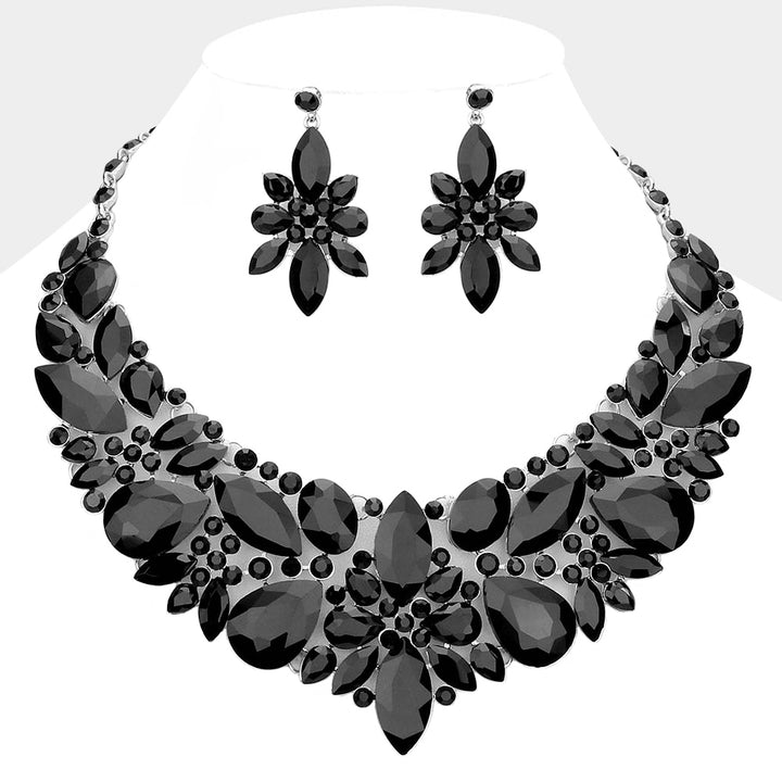 Black Multi Stone Evening Necklace