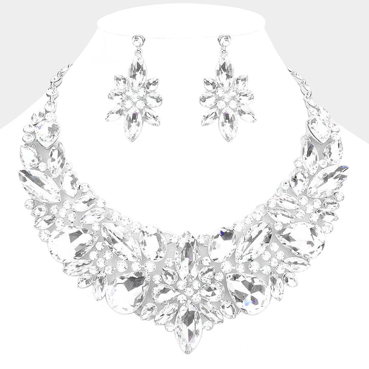 Silver Multi Stone Evening Necklace