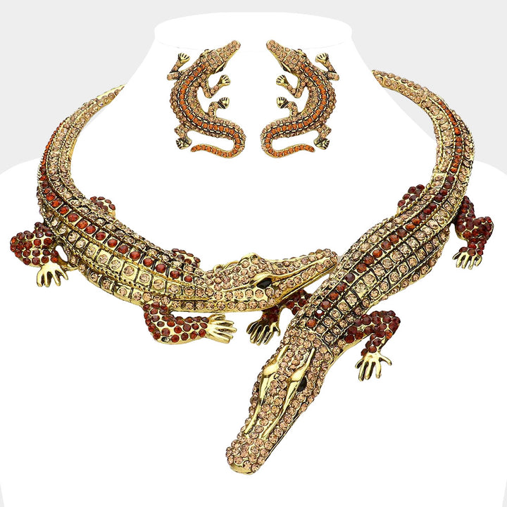 Lt Col Topaz Double Alligator Evening Necklace