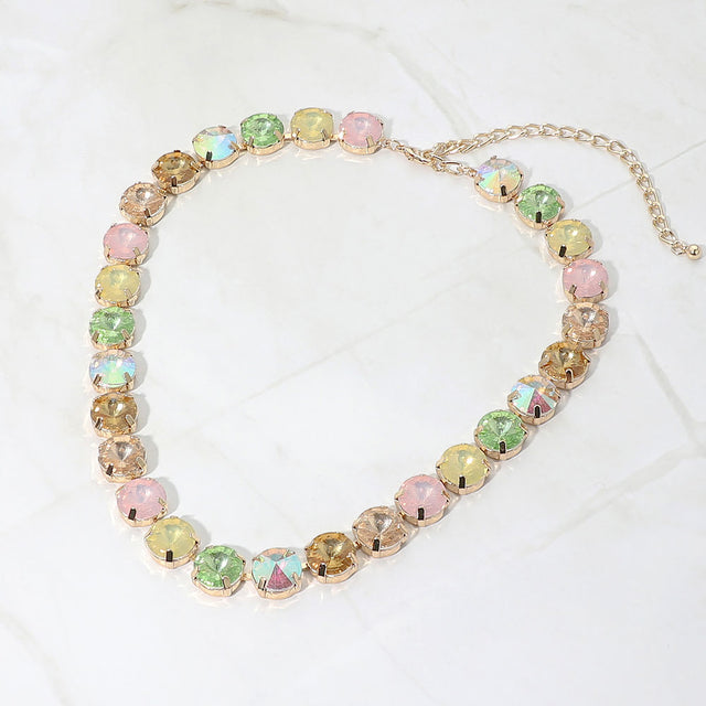 Madeline Love Multi Multiolor Round Stone Cluster Link Evening Necklace