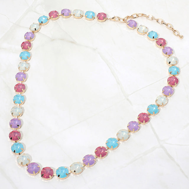 Madeline Love Multi Round Faceted Gem Link Statement Necklace