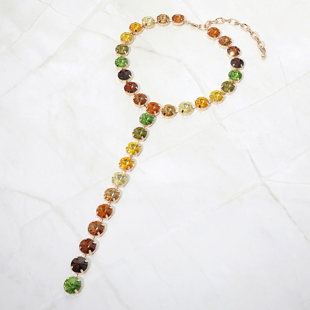 Madeline Love Multi Y Shaped Round Crystal Drop Statement Necklace