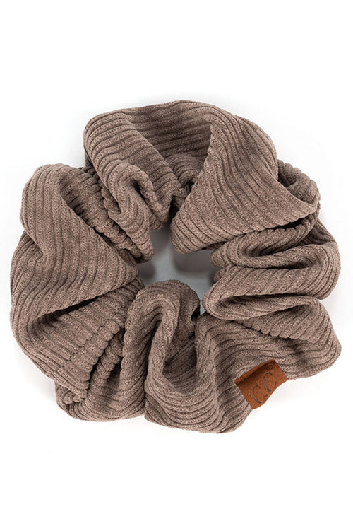 C.C Corduroy Solid Color Soft Scrunchies - Earth Grey