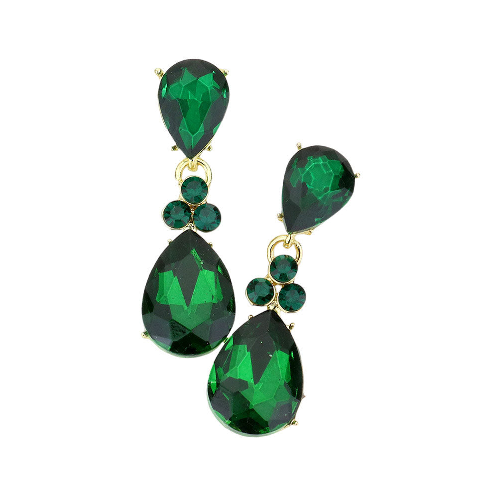 Emerald Double Pear Crystal Evening Earrings, these elegant earrings will add an eye-catching sparkle to your look. Crafted with two luxuriously cut pear-shaped crystals, they will bring a sophisticated shimmer to your evening ensemble. An awesome choice for wearing at parties. Perfect gift for Birthdays, anniversaries etc.
