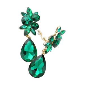 Emerald Glass Crystal Teardrop Clip On Earrings, add a touch of sparkle to any outfit. Crafted with lead-free glass crystals, they feature a tear-drop design and secure clip-back fastening for a comfortable fit. Perfect for any special occasion or as an exquisite gift to someone you love. 