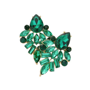 Emerald Marquise Baguette Stone Cluster Evening Earrings, Add a touch of elegance to your evening look with our uniquely crafted evening earrings. The cluster of marquise and baguette stones create a stunning and sophisticated design. These earrings are the perfect accessory for any special occasion, making you stand.