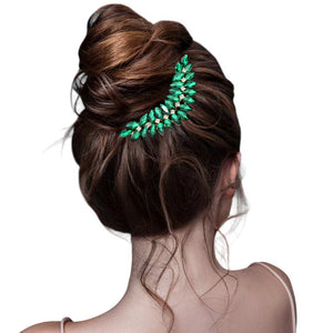 Emerald Marquise Stone Cluster Hair Comb, this sophisticated hair comb features an elegant marquise and small round stones clustered together to create a timeless accessory. The beautifully crafted design hair comb adds a gorgeous glow to any special outfit. These are Perfect Anniversary Gifts, and any special occasion.
