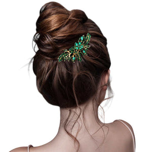 Emerald Multi Stone Flower Leaf Hair Comb, this beautiful hair comb features an intricate floral leaf design accented with several colorful stones. The beautifully crafted design hair comb adds a gorgeous glow to any special outfit. These are Perfect Birthday Gifts, Anniversary Gifts, and also ideal for any special occasion.