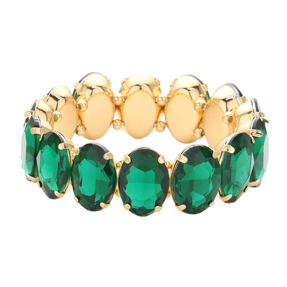 Emerald Oval Stone Stretch Evening Bracelet, get ready with this oval stone bracelet to receive the best compliments on any special occasion. This classy evening bracelet is perfect for parties, Weddings, and Evenings. Awesome gift for birthdays, anniversaries, Valentine’s Day, or any special occasion.