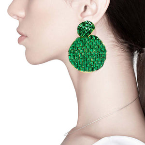 Emerald Rectangle Stone Accented Disc Linked Earrings, feature a modern and eye-catching design. Rectangular stones are bordered by beginner-friendly disc-shaped links for a beautiful blend of texture and shine. Wear them to add a touch of sparkle to any outfit.