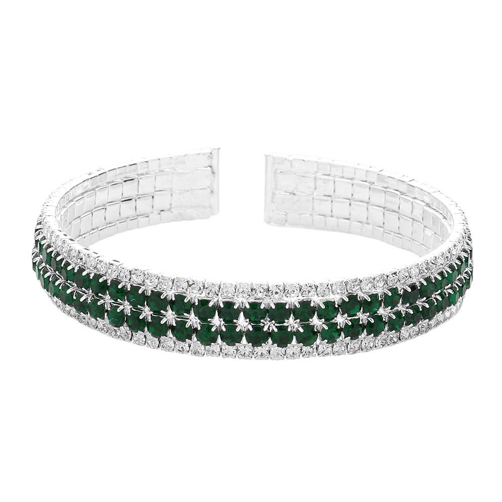 Emerald Rhinestone Pave Cuff Evening Bracelet, this sparkling bracelet is perfect for special occasions. This evening bracelet will make any outfit exclusive. It looks so pretty, bright, and elegant on any special occasion. This is the perfect gift, especially for your friends, family, and the people you love and care about.