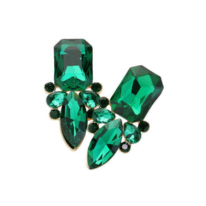 Emerald Square Marquise Stone Cluster Evening Earrings, Elevate any evening look with our stunning evening earrings. Featuring a unique square marquise stone design, these earrings add a touch of elegance and sophistication. Crafted with precision and quality materials, they are sure to make a statement.