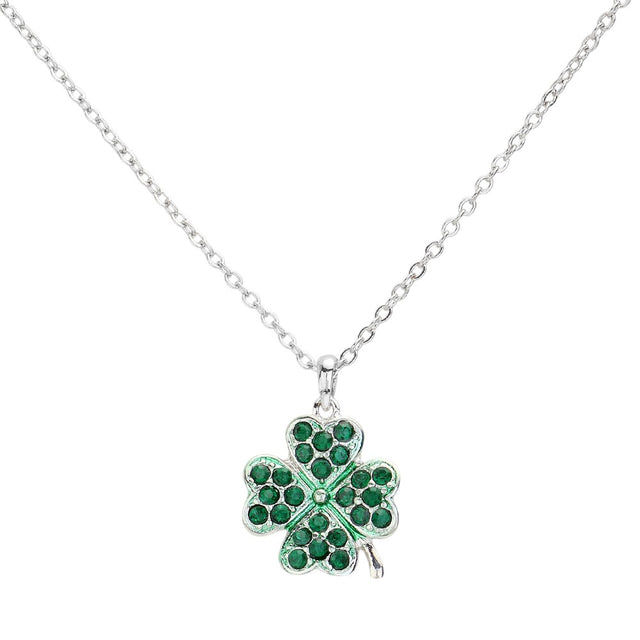 Emerald Stone Paved Clover Pendant Necklace features a delicate clover design adorned with sparkling stones. Handcrafted with high-quality materials, it adds a touch of sophistication to any outfit. The perfect gift for any occasion, the necklace is sure to make a lasting impression. 