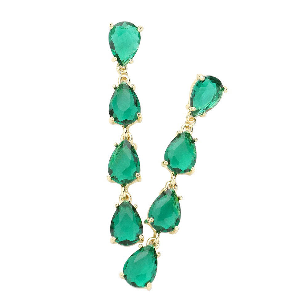 Emerald Teardrop Stone Link Dangle Evening Earrings, add a subtle hint of sophistication to your special occasion look. Crafted from stones in a variety of colors, these earrings feature a delicate teardrop stone design that will sparkle and shine under the evening light. Perfect gift for your loved ones on any meaningful day.