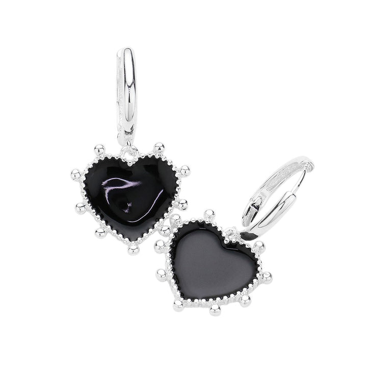 Enamel Heart Dangle Huggie Earrings add a touch of elegance to any outfit. The enamel hearts provide a pop of color, while the huggie design ensures a secure and comfortable fit. These earrings are a versatile and stylish addition to any jewelry collection, perfect for everyday wear or a special occasion. 