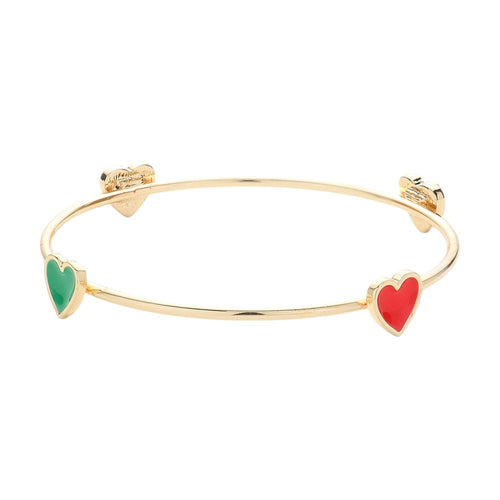 Enamel Heart Pointed Bangle Bracelet - Red(Main)