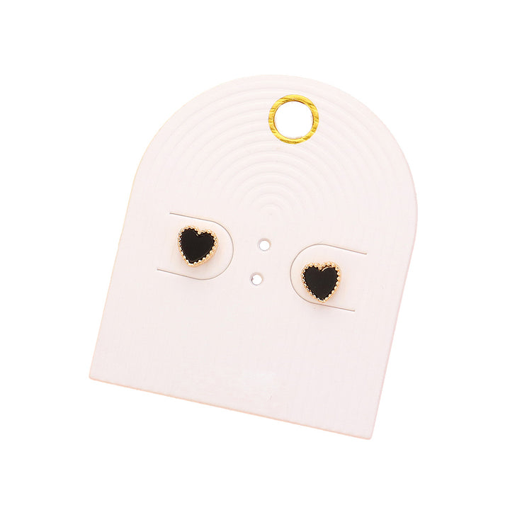 Enamel Heart Stud Earrings add a pop of color to any outfit. Crafted with durable enamel and a classic stud design, these earrings are perfect for everyday wear. Complete your look and make a statement with these versatile and stylish earrings.