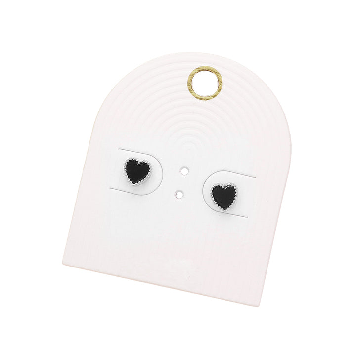 Enamel Heart Stud Earrings add a pop of color to any outfit. Crafted with durable enamel and a classic stud design, these earrings are perfect for everyday wear. Complete your look and make a statement with these versatile and stylish earrings.