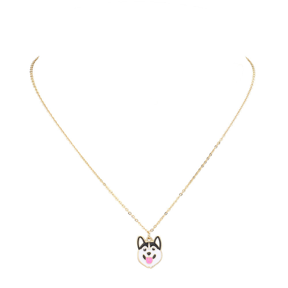 The Enamel Metal Husky Dog Pendant Necklace offers a lovely representation of your favorite pup with a durable enamel metal finish. Featuring intricate detailing, this necklace is an ideal gift for anyone who loves huskies. 