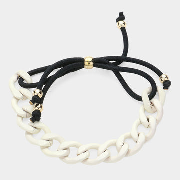 Madeline Love Gold, White Colored Curb Chain Adjustable Bracelet - Bracelets