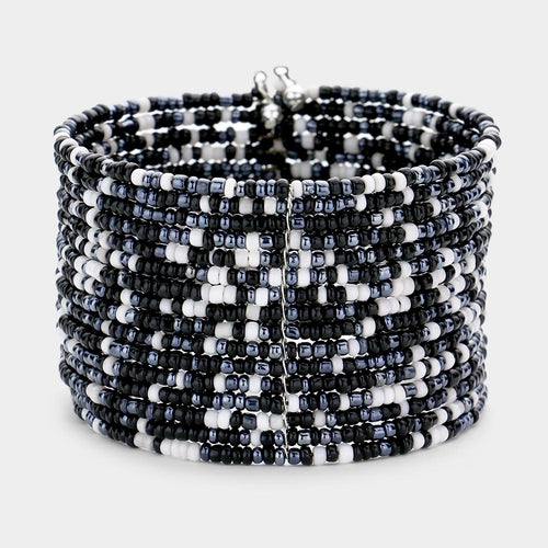Boho Seed Beaded Bracelet - Black
