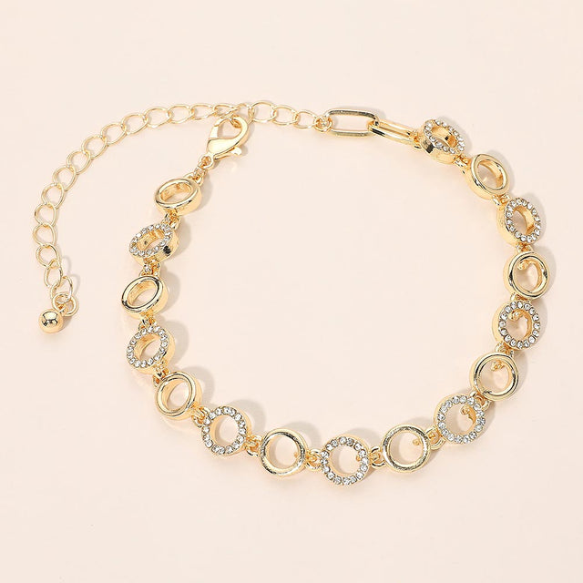 Madeline Love Gold Gold Dipped Rhinestone Pave Geometric Circle Link Bracelet
