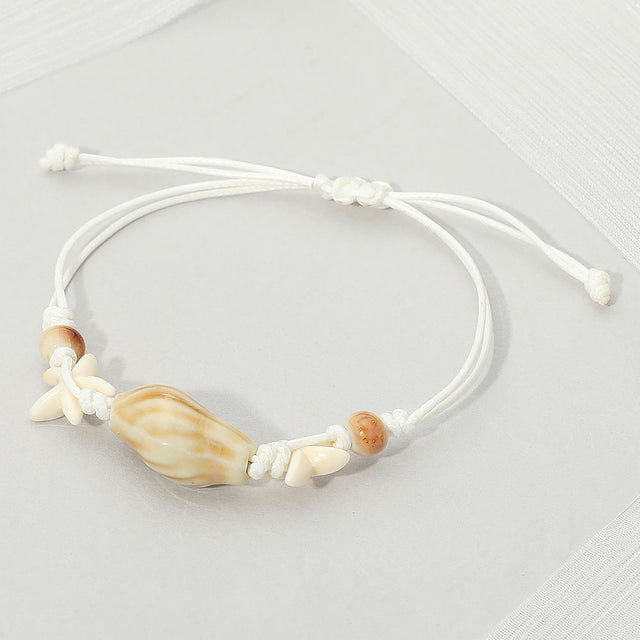 Madeline Love Camel Ceramic Conch Shell Starfish Beaded Adjustable Cinch Pull Tie Bracelet - Bracelets