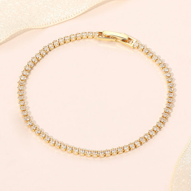 Madeline Love Clear, Gold 18K Gold Dipped Delicate Tennis Chain Bracelet