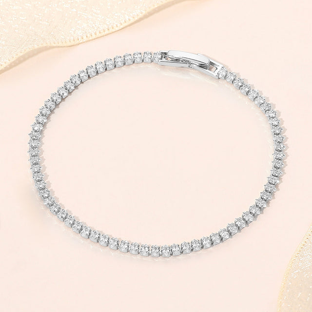 Madeline Love Clear, Silver White Gold Dipped Delicate Tennis Chain Bracelet
