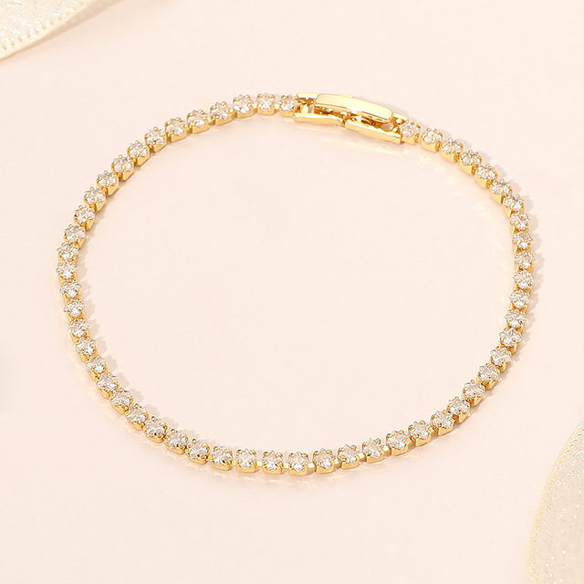 Madeline Love Clear, Gold 18K Gold Dipped Tennis Chain Bracelet
