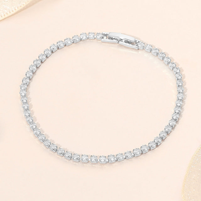 Madeline Love Clear, Silver White Gold Dipped Tennis Chain Bracelet