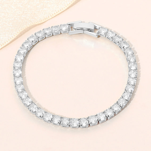 Madeline Love Clear, Silver White Gold Dipped Classic Tennis Chain Bracelet
