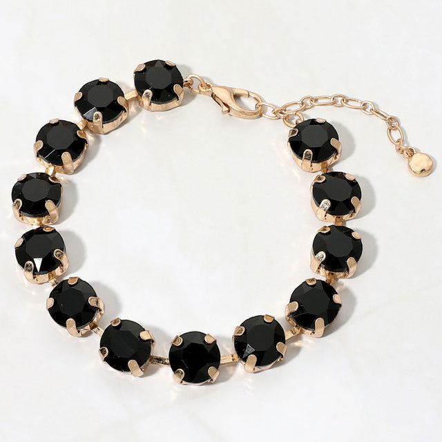 Madeline Love Black Round Stone Cluster Link Bracelet