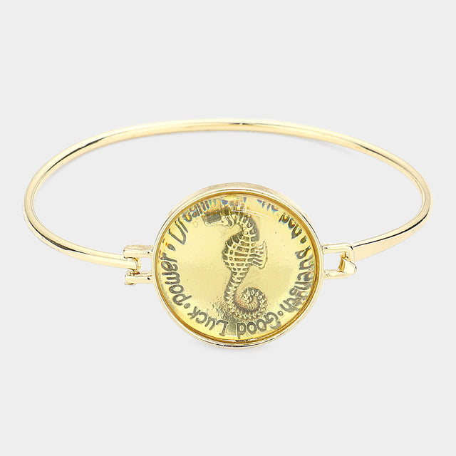 Gold "Strength / Good luck" Seahorse hook bracelet