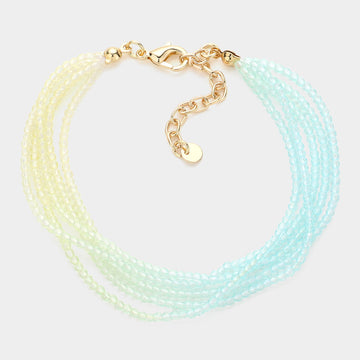 Madeline Love Blue, Multi Gradation Seed Beaded Layered Bracelet - Bracelets